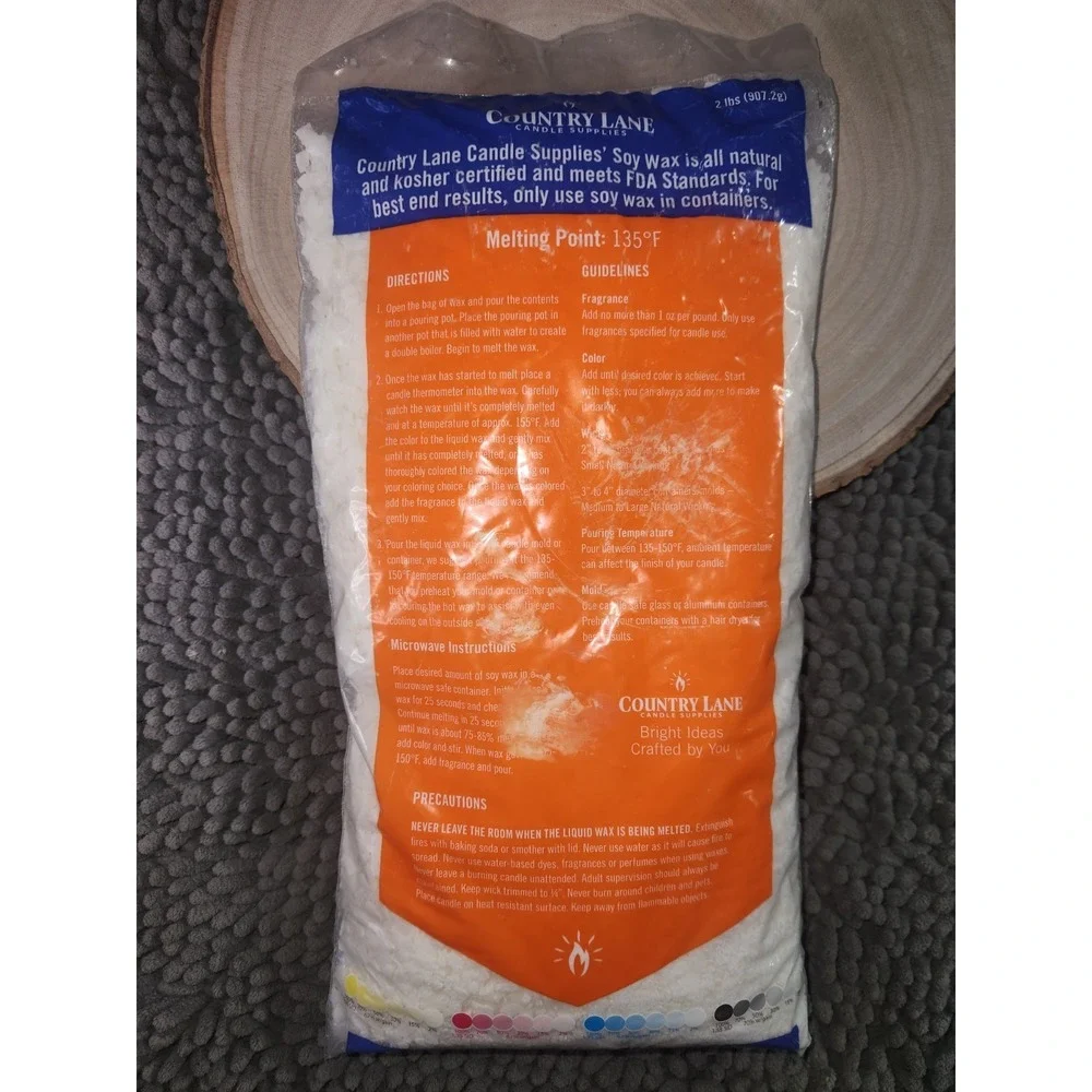 100% Natural Soy‎ Wax Flakes Candle Making Supply 2Lb Country Lane Candle Supply